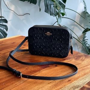 Mini Camera Bag In Black Signature Leather NWOT